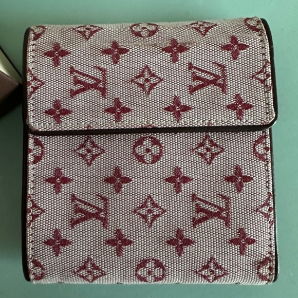 Louis Vuitton NWOT UNIQUE Mini Lin Pinkish Red Bifold Wallet FULL INCLUSION - Picture 3 of 13